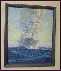 Serigraph Sailing Ship by Joe Duncan Gleason. 1881-1959